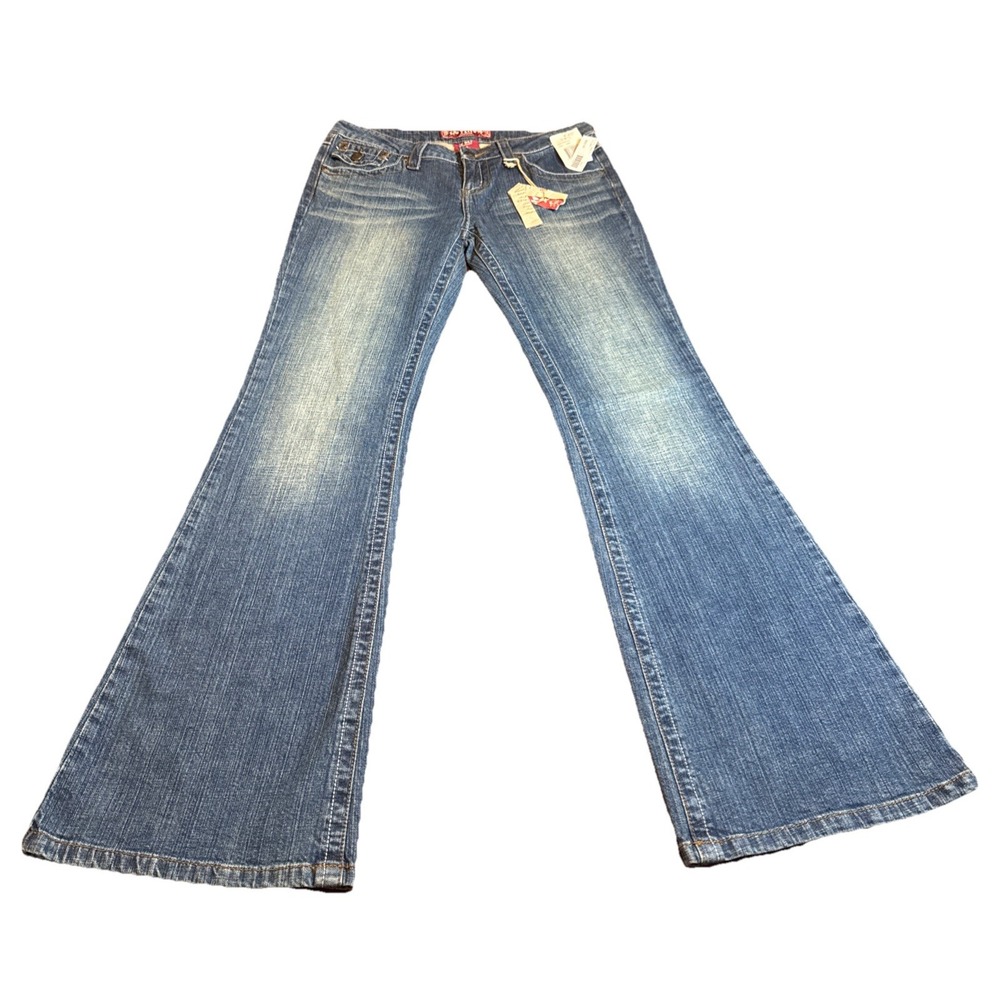 VTG NOS YMI Premium Women's 9 Flare Jeans Low Rise Aqua Green NWT Hong Kong